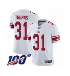 Men's New York Giants #31 Michael Thomas White Vapor Untouchable Limited Player 100th Season Football Jersey