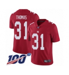 Youth New York Giants #31 Michael Thomas Red Limited Red Inverted Legend 100th Season Football Jersey