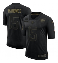 Men's Kansas City Chiefs #15 Patrick Mahomes Black Nike 2020 Salute To Service Limited Jersey