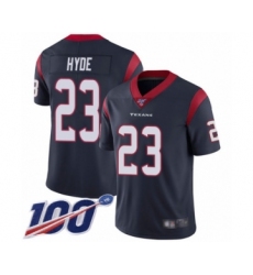 Men's Houston Texans #23 Carlos Hyde Navy Blue Team Color Vapor Untouchable Limited Player 100th Season Football Jersey