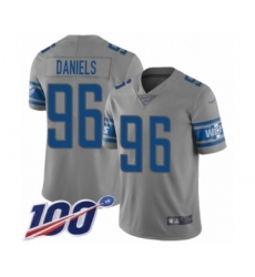 Men's Detroit Lions #96 Mike Daniels Limited Gray Inverted Legend 100th Season Football Jersey
