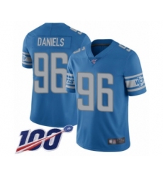 Youth Detroit Lions #96 Mike Daniels Blue Team Color Vapor Untouchable Limited Player 100th Season Football Jersey