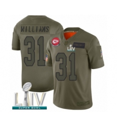 Youth Kansas City Chiefs #31 Darrel Williams Limited Olive 2019 Salute to Service Super Bowl LIV Bound Football Jersey