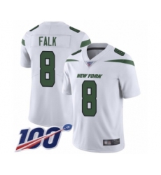 Men's New York Jets #8 Luke Falk White Vapor Untouchable Limited Player 100th Season Football Jersey