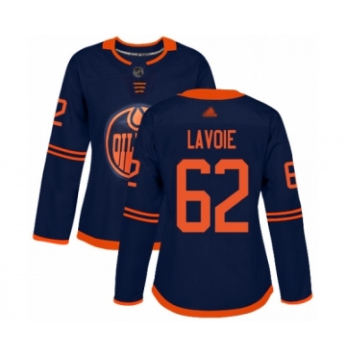 Women's Edmonton Oilers #62 Raphael Lavoie Authentic Navy Blue Alternate Hockey Jersey