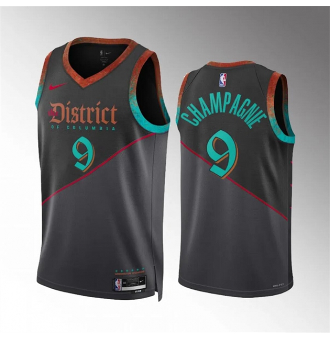 Men's Washington Wizards #9 Justin Champagnie Black 2023-24 City Edition Stitched Basketball Jersey