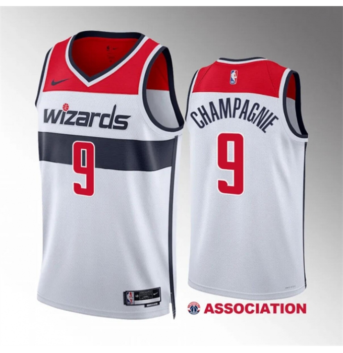 Men's Washington Wizards #9 Justin Champagnie White Association Edition Stitched Basketball Jersey