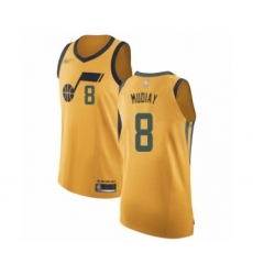 Men's Utah Jazz #8 Emmanuel Mudiay Authentic Gold Basketball Jersey Statement Edition