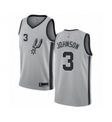 Men's San Antonio Spurs #3 Keldon Johnson Authentic Silver Basketball Jersey Statement Edition