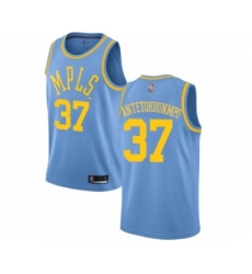 Women's Los Angeles Lakers #37 Kostas Antetokounmpo Authentic Blue Hardwood Classics Basketball Jersey