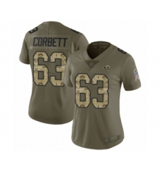Women's Los Angeles Rams #63 Austin Corbett Limited Olive Camo 2017 Salute to Service Football Jersey