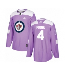 Men's Winnipeg Jets #4 Neal Pionk Authentic Purple Fights Cancer Practice Hockey Jersey