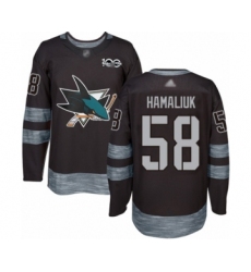 Men's San Jose Sharks #58 Dillon Hamaliuk Authentic Black 1917-2017 100th Anniversary Hockey Jersey