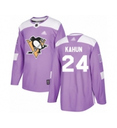 Men's Pittsburgh Penguins #24 Dominik Kahun Authentic Purple Fights Cancer Practice Hockey Jersey