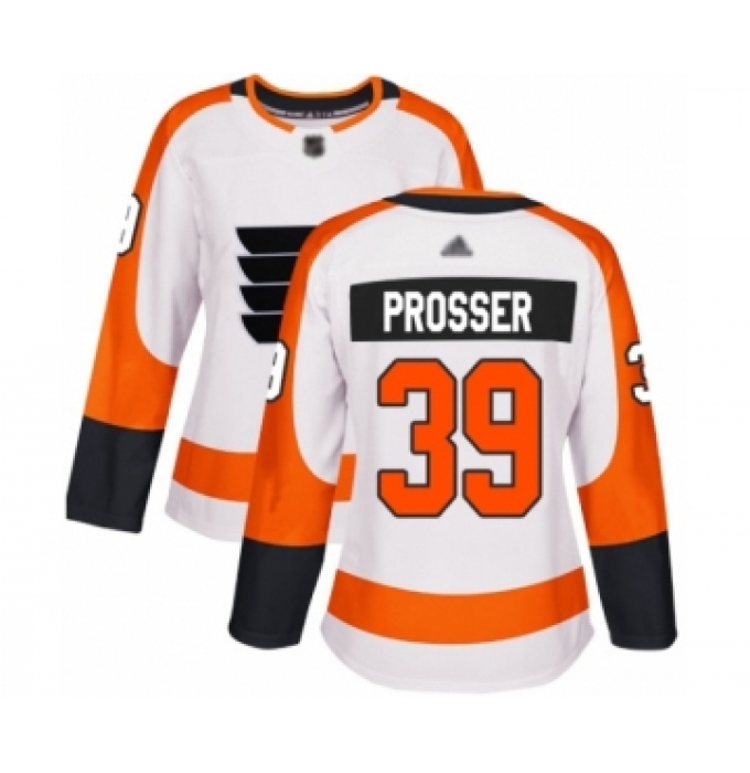Women's Philadelphia Flyers #39 Nate Prosser Authentic White Away Hockey Jersey