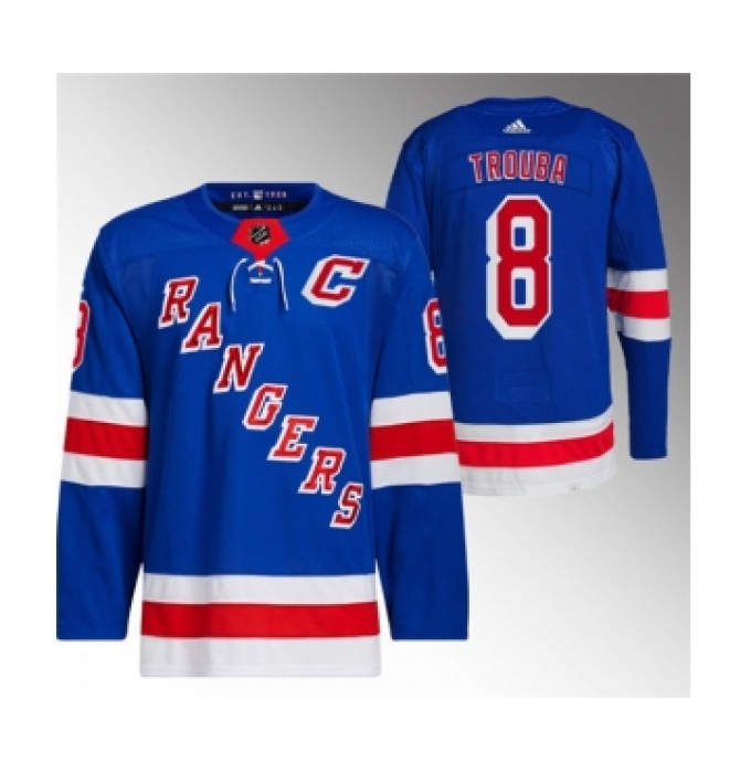 Men's New York Rangers #8 Jacob Trouba Blue Stitched Jersey