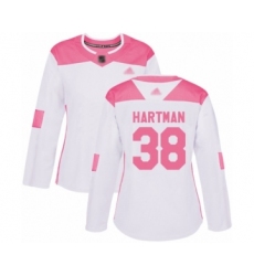 Women's Minnesota Wild #38 Ryan Hartman Authentic White Pink Fashion Hockey Jersey