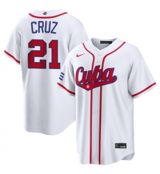 Men's Cuba Baseball #21 Naykel Cruz White 2026 World Baseball Classic Home Stadium Stitched Jersey