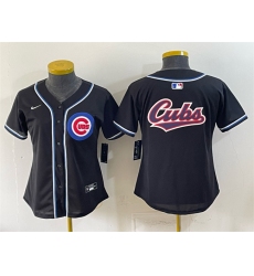 Women's Chicago Cubs Team Big Logo 2026 Fashion Replica Black Out Stitched Baseball Jersey(Run Small)
