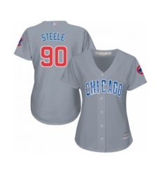 Women's Chicago Cubs #90 Justin Steele Authentic Grey Road Cool Base Baseball Player Jersey
