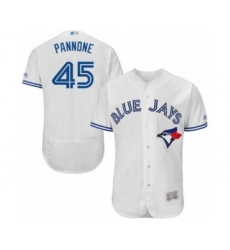 Men's Toronto Blue Jays #45 Thomas Pannone White Home Flex Base Authentic Collection Baseball Player Jersey