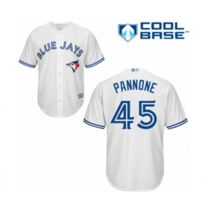 Youth Toronto Blue Jays #45 Thomas Pannone Authentic White Home Baseball Player Jersey