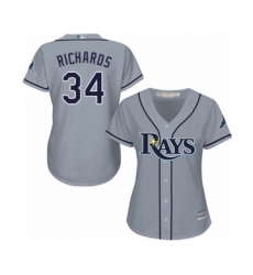 Women's Tampa Bay Rays #34 Trevor Richards Authentic Grey Road Cool Base Baseball Player Jersey