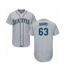 Men's Seattle Mariners #63 Austin Adams Grey Road Flex Base Authentic Collection Baseball Player Jersey