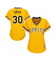 Women's Pittsburgh Pirates #30 Kyle Crick Authentic Gold Alternate Cool Base Baseball Player Jersey