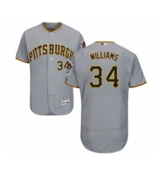 Men's Pittsburgh Pirates #34 Trevor Williams Grey Road Flex Base Authentic Collection Baseball Player Jersey