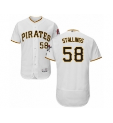 Men's Pittsburgh Pirates #58 Jacob Stallings White Home Flex Base Authentic Collection Baseball Player Jersey