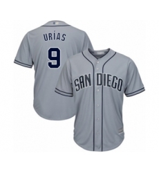 Men's San Diego Padres #9 Luis Urias Authentic Grey Road Cool Base Baseball Player Jersey
