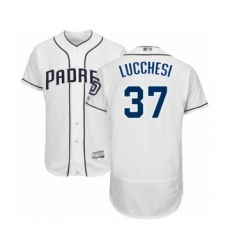 Men's San Diego Padres #37 Joey Lucchesi White Home Flex Base Authentic Collection Baseball Player Jersey