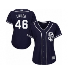 Women's San Diego Padres #46 Eric Lauer Authentic Navy Blue Alternate 1 Cool Base Baseball Player Jersey