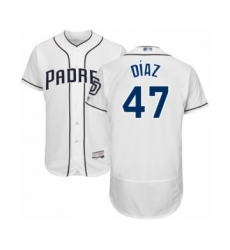 Men's San Diego Padres #47 Miguel Diaz White Home Flex Base Authentic Collection Baseball Player Jersey