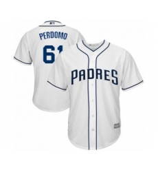 Youth San Diego Padres #61 Luis Perdomo Authentic White Home Cool Base Baseball Player Jersey
