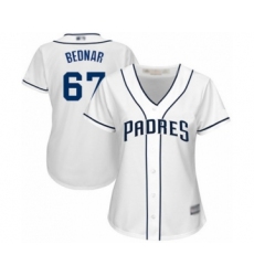 Women's San Diego Padres #67 David Bednar Authentic White Home Cool Base Baseball Player Jersey