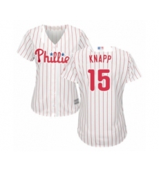 Women's Philadelphia Phillies #15 Andrew Knapp Authentic White Red Strip Home Cool Base Baseball Player Jersey