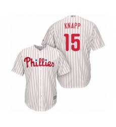 Youth Philadelphia Phillies #15 Andrew Knapp Authentic White Red Strip Home Cool Base Baseball Player Jersey