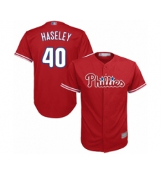 Youth Philadelphia Phillies #40 Adam Haseley Authentic Red Alternate Cool Base Baseball Player Jersey