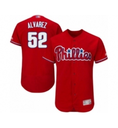 Men's Philadelphia Phillies #52 Jose Alvarez Red Alternate Flex Base Authentic Collection Baseball Player Jersey
