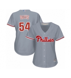 Women's Philadelphia Phillies #54 Austin Davis Authentic Grey Road Cool Base Baseball Player Jersey