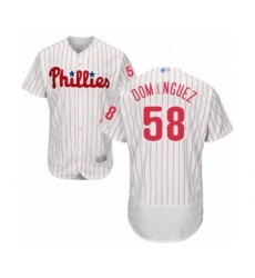 Men's Philadelphia Phillies #58 Seranthony Dominguez White Home Flex Base Authentic Collection Baseball Player Jersey
