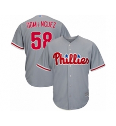 Youth Philadelphia Phillies #58 Seranthony Dominguez Authentic Grey Road Cool Base Baseball Player Jersey