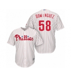 Youth Philadelphia Phillies #58 Seranthony Dominguez Authentic White Red Strip Home Cool Base Baseball Player Jersey