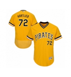 Men's Pittsburgh Pirates #72 Geoff Hartlieb Gold Alternate Flex Base Authentic Collection Baseball Player Jersey
