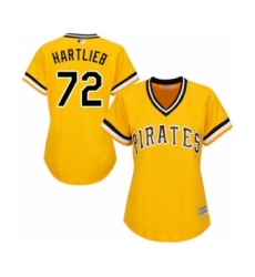 Women's Pittsburgh Pirates #72 Geoff Hartlieb Authentic Gold Alternate Cool Base Baseball Player Jersey