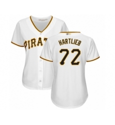 Women's Pittsburgh Pirates #72 Geoff Hartlieb Authentic White Home Cool Base Baseball Player Jersey