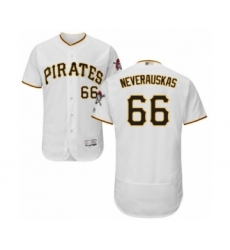 Men's Pittsburgh Pirates #66 Dovydas Neverauskas White Home Flex Base Authentic Collection Baseball Player Jersey