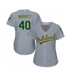 Women's Oakland Athletics #40 Chris Bassitt Authentic Grey Road Cool Base Baseball Player Jersey